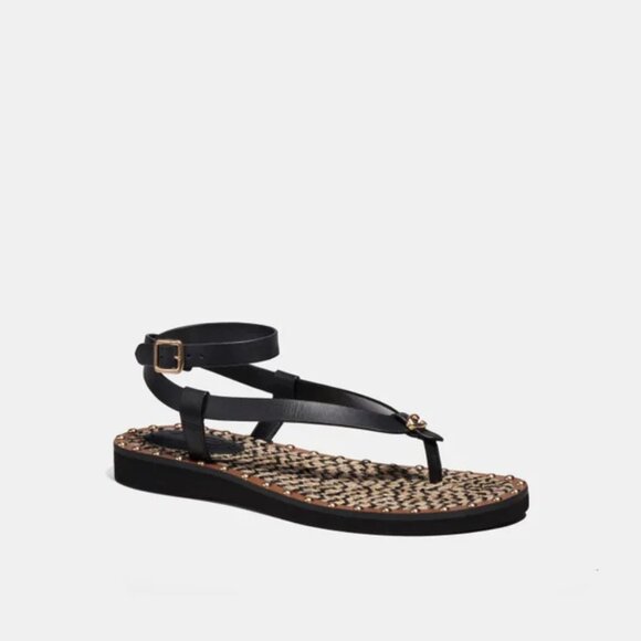 Coach Gracey Leather Thong Sandal – Black – Size 8.5 - Picture 2 of 11